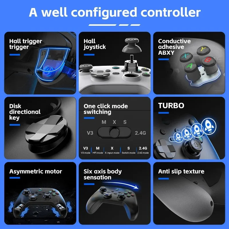 Hall Effect Wireless Controller Anti-drift