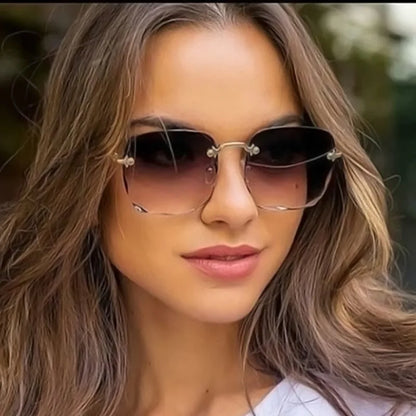 Square Rimless Sunglasses Women Luxury