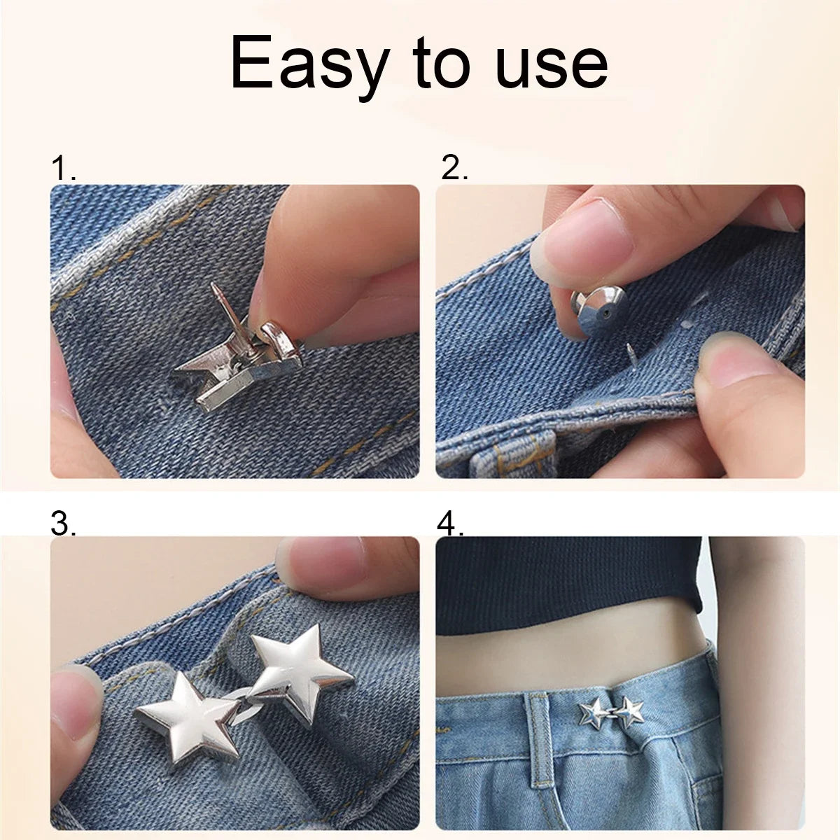 Pair Jeans Button Adjustable Clips
