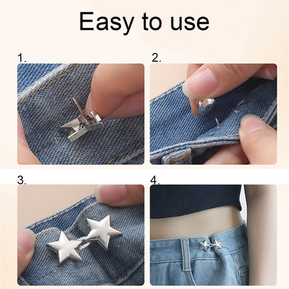 Pair Jeans Button Adjustable Clips