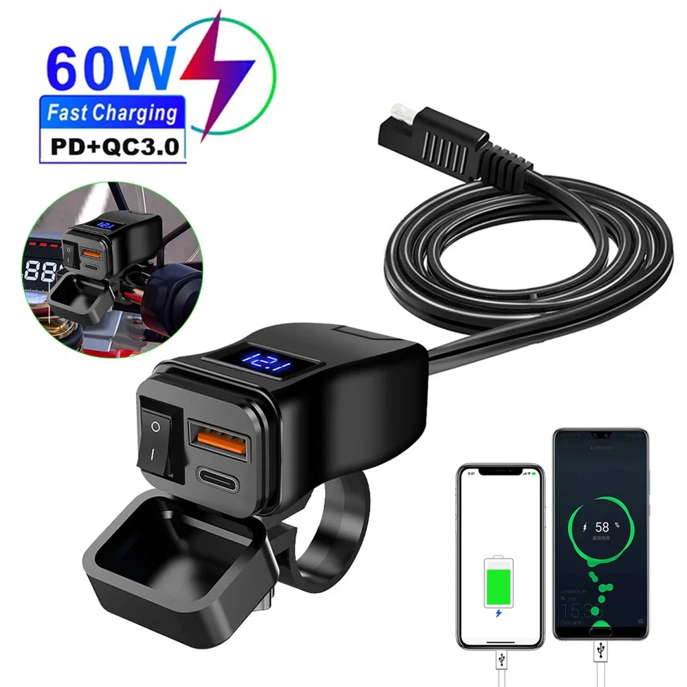 PD Motorcycle USB Fast Charger