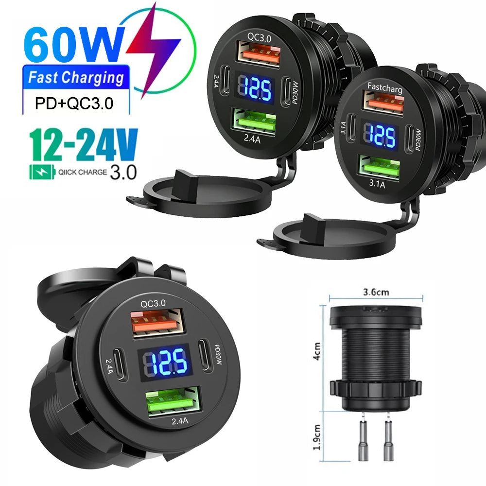 Ports Car Charger PD USB