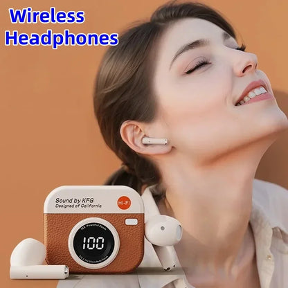Wireless Headphones Retro Camera Battery