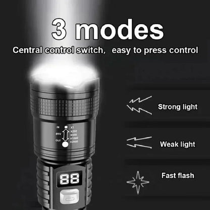 100000lm Bright Flashlight Rechargeable LED