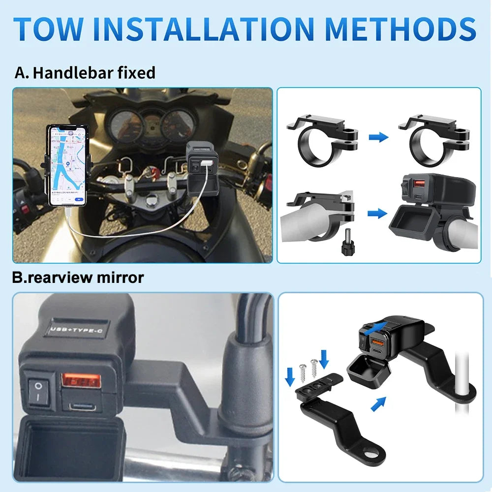 PD Motorcycle USB Fast Charger