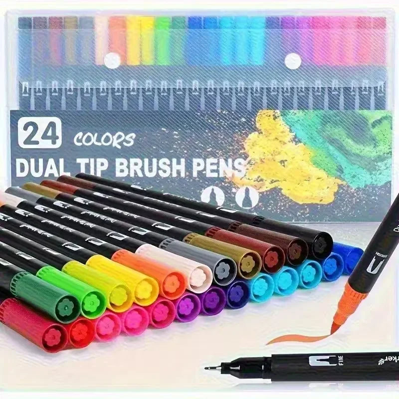 Vibrant Double-ended Watercolor Markers Art