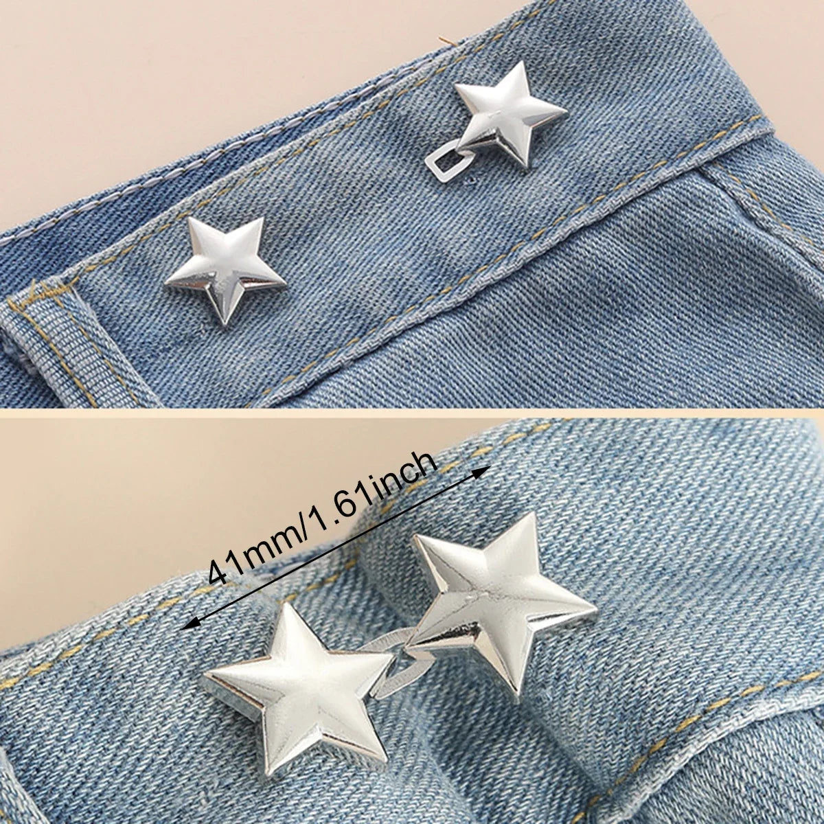 Pair Jeans Button Adjustable Clips