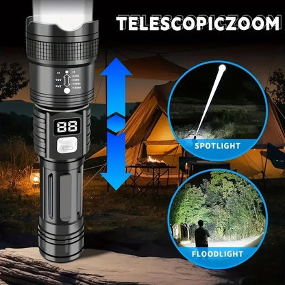 100000lm Bright Flashlight Rechargeable LED