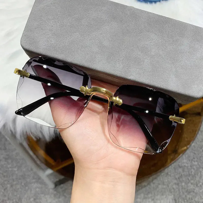 Square Rimless Sunglasses Women Luxury