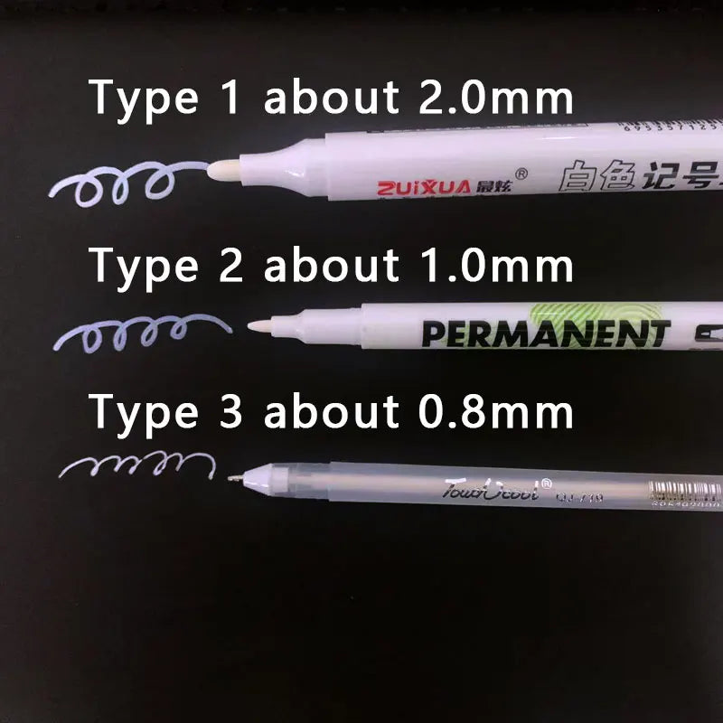 White Marker Pens Oily Waterproof