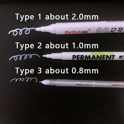 White Marker Pens Oily Waterproof