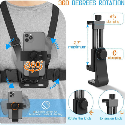 Adjustable Phone Clip Holder Chest