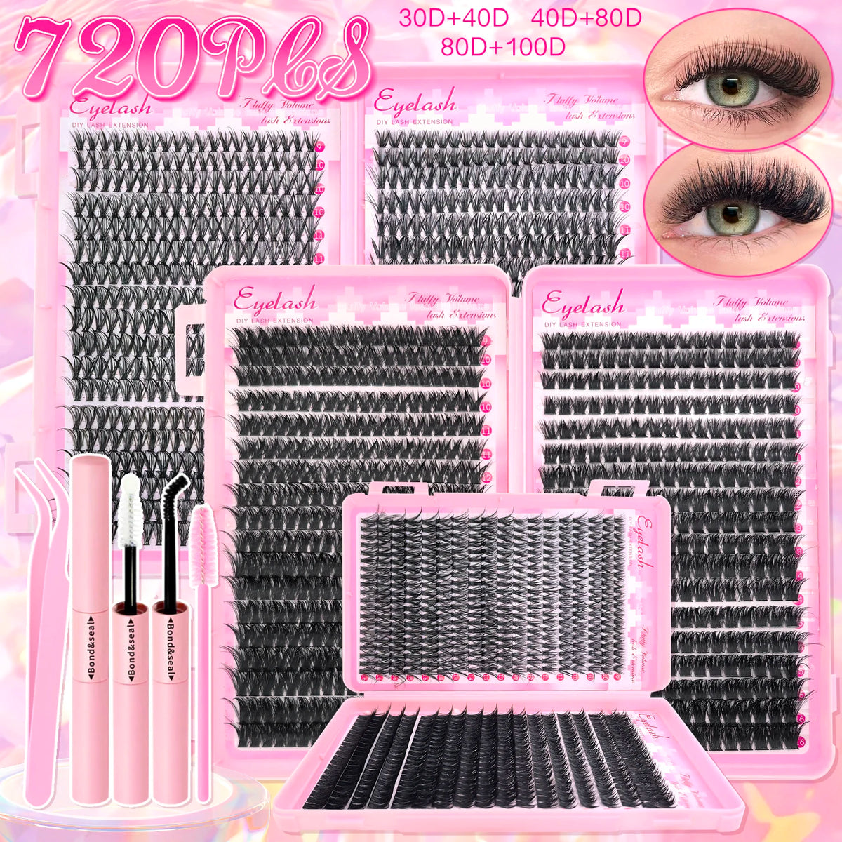 DIY Lash Extension Kit Clusters