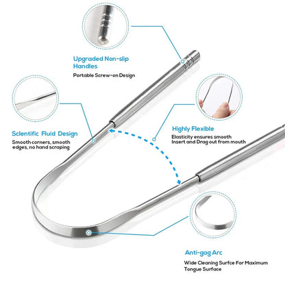 Metal Tongue Scraper Cleaner Adults