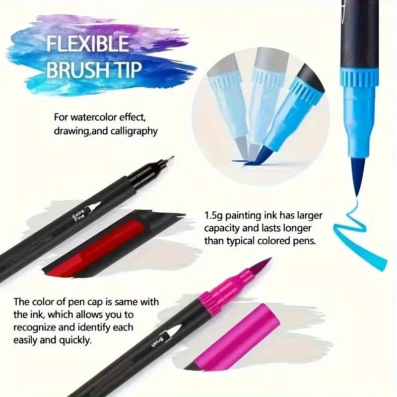 Vibrant Double-ended Watercolor Markers Art