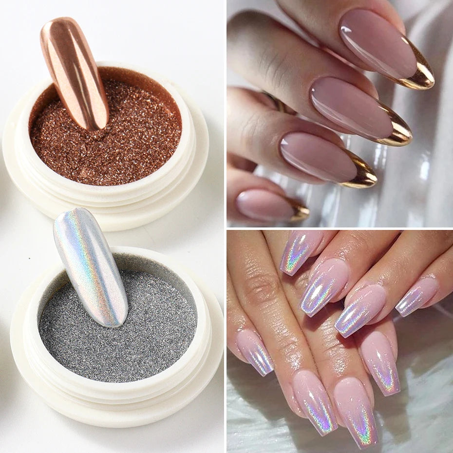 Chrome Mirror White Nail Powder