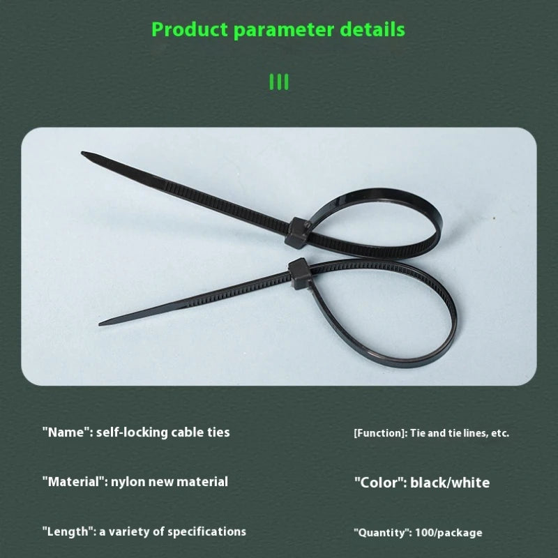 Self-locking Plastic Nylon Tie Black
