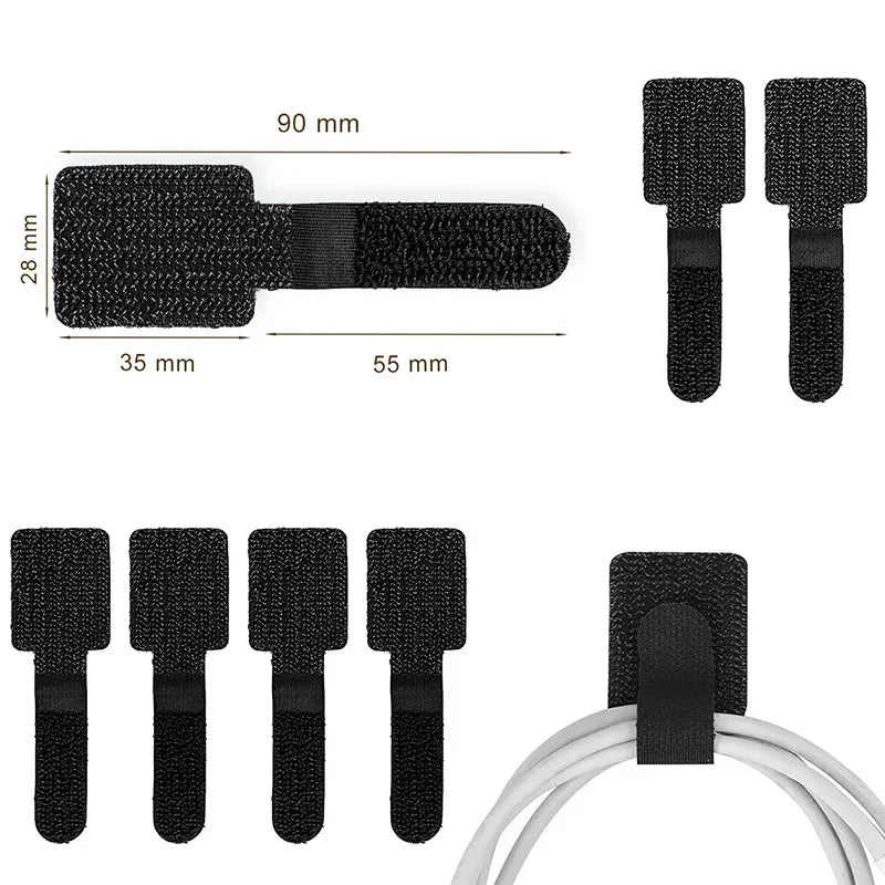 Adhesive Cable Management Straps Reusable
