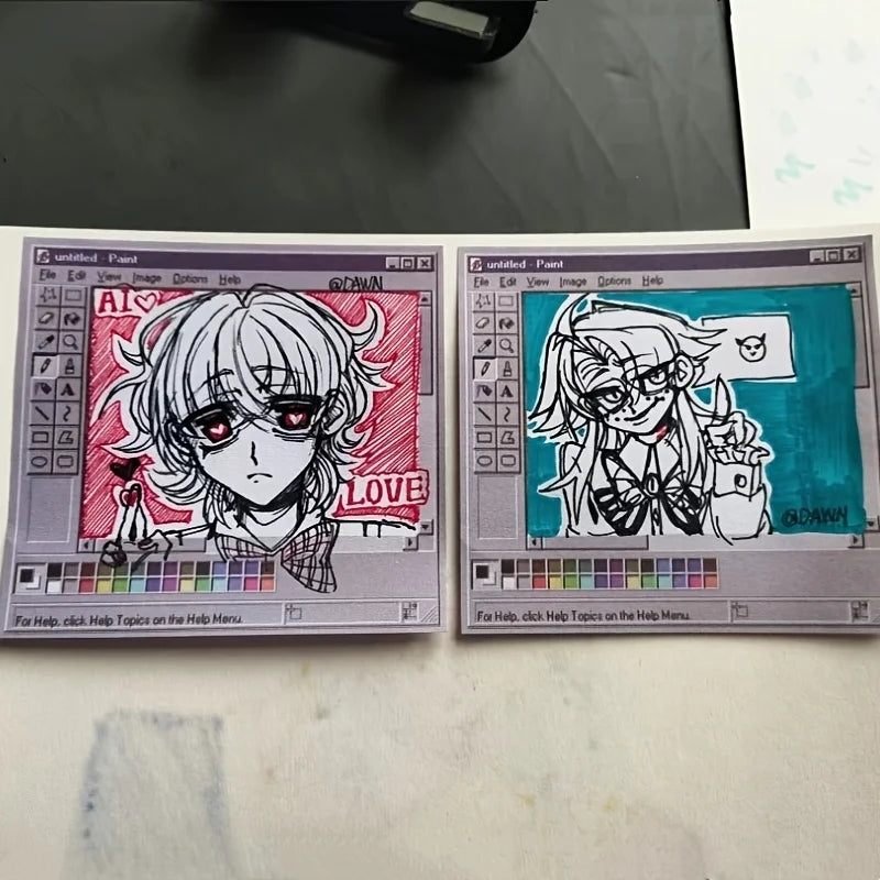 Vintage Computer Drawing Sticky Notes