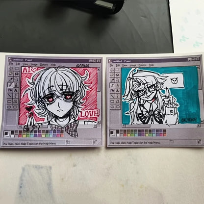 Vintage Computer Drawing Sticky Notes