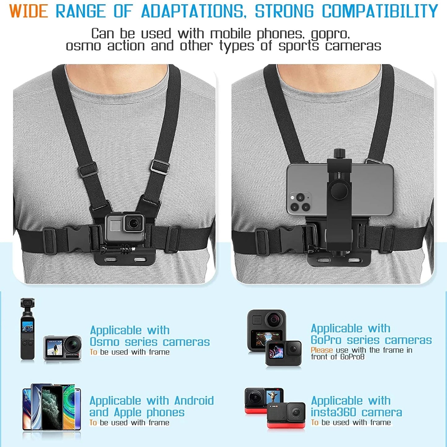 Adjustable Phone Clip Holder Chest