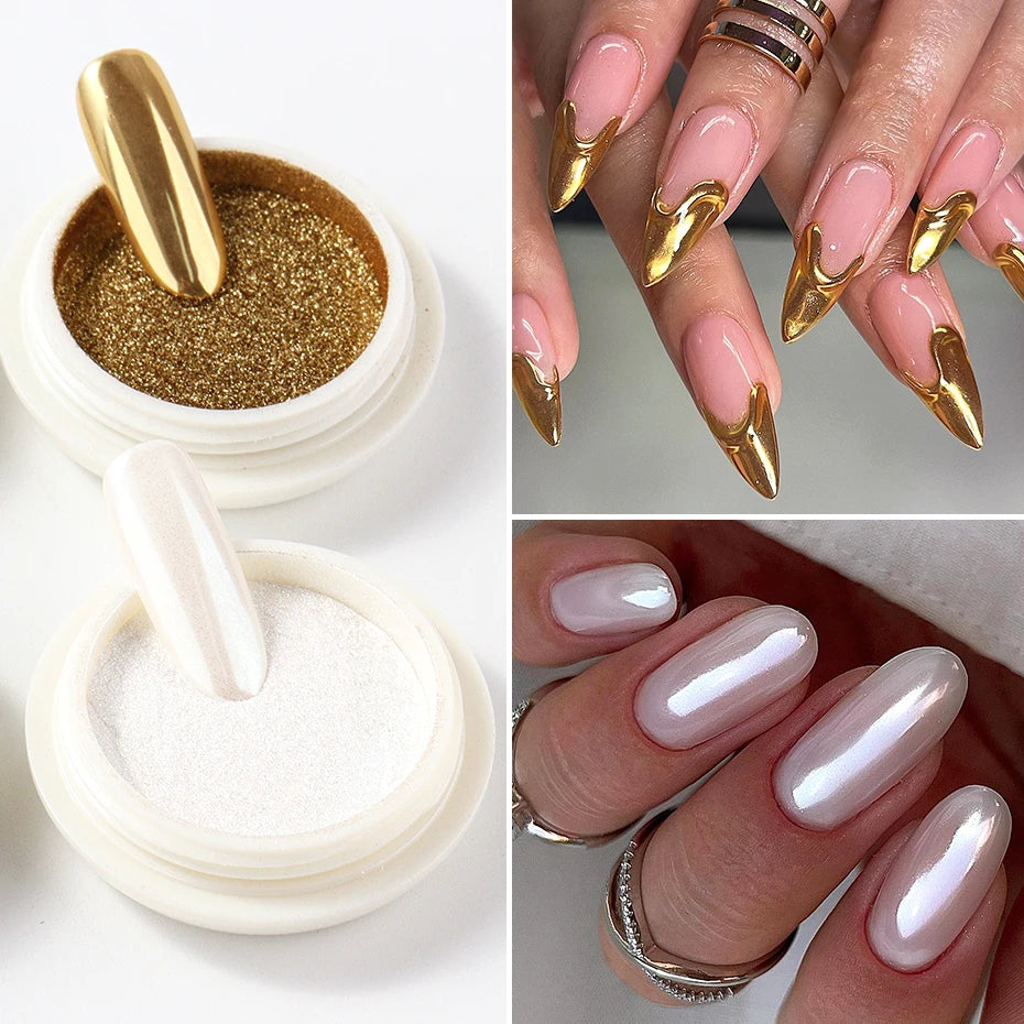 Chrome Mirror White Nail Powder