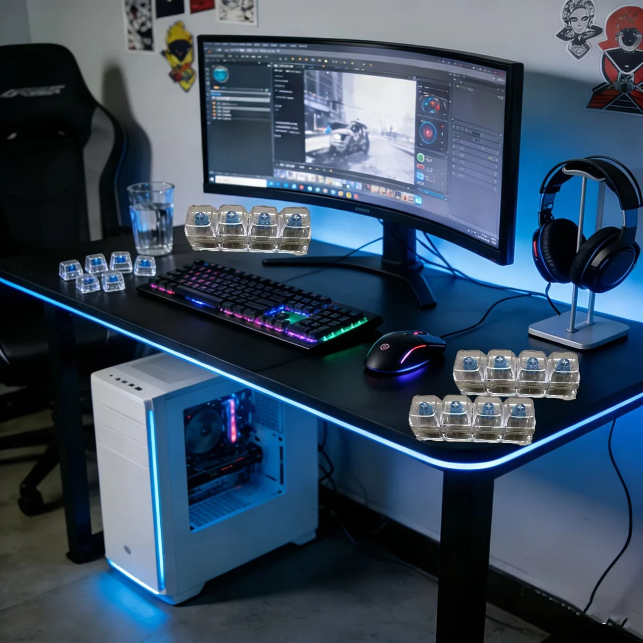 Light Up Keyboard Keychain Stress