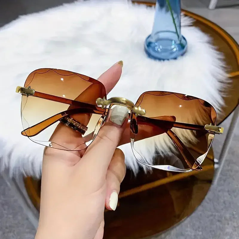 Square Rimless Sunglasses Women Luxury