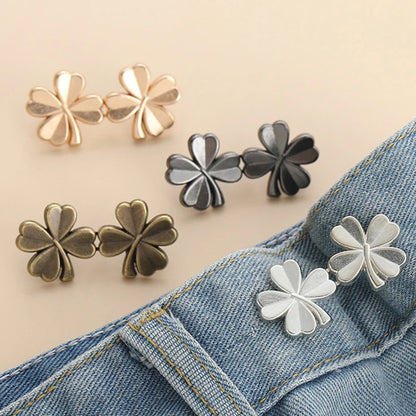Pair Jeans Button Adjustable Clips