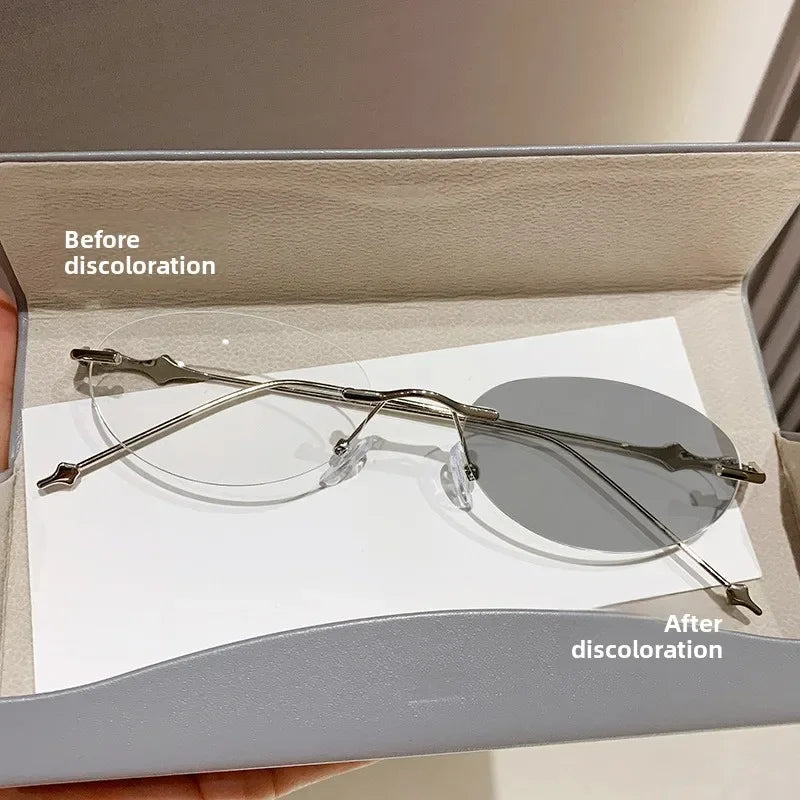 Oval Photochromic Myopia Glasses Women