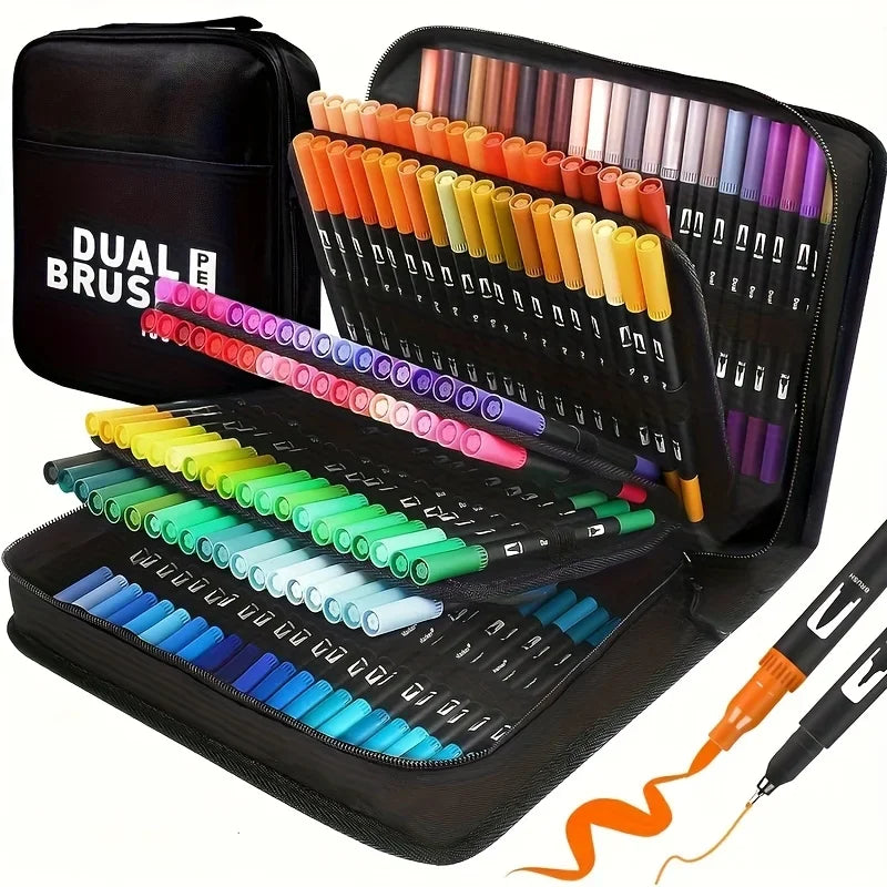 Vibrant Double-ended Watercolor Markers Art