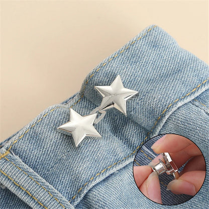 Pair Jeans Button Adjustable Clips