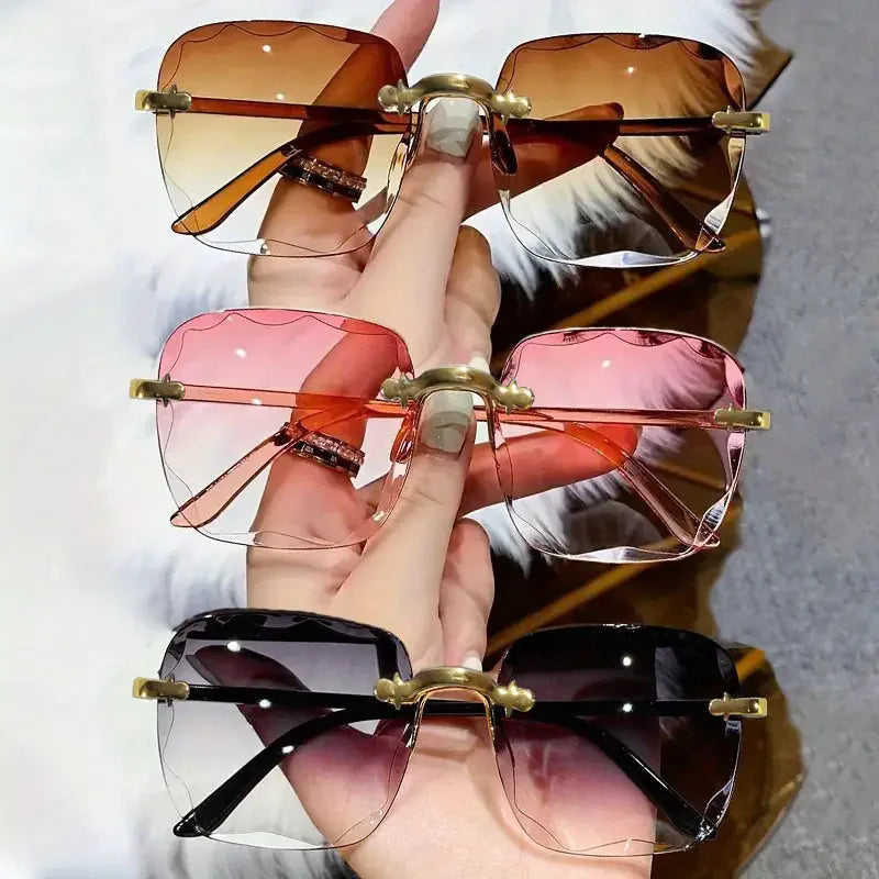 Square Rimless Sunglasses Women Luxury