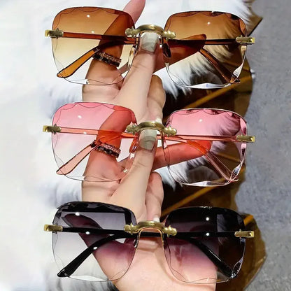 Square Rimless Sunglasses Women Luxury