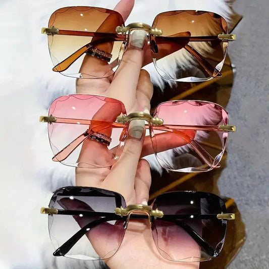 Square Rimless Sunglasses Women Luxury