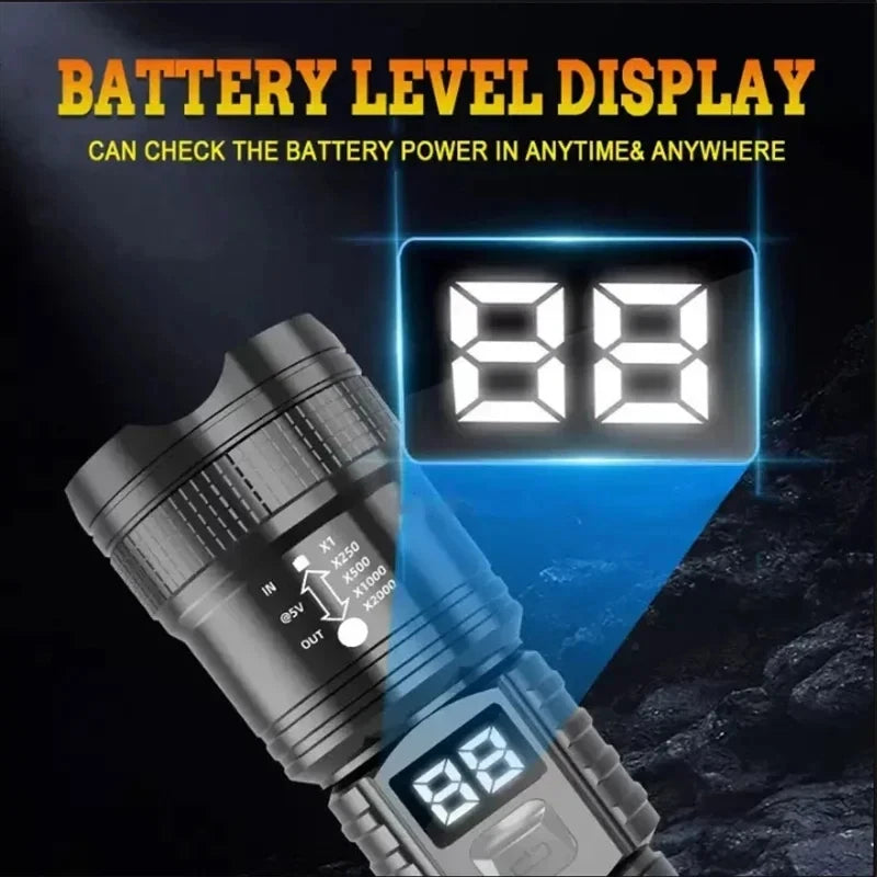 100000lm Bright Flashlight Rechargeable LED