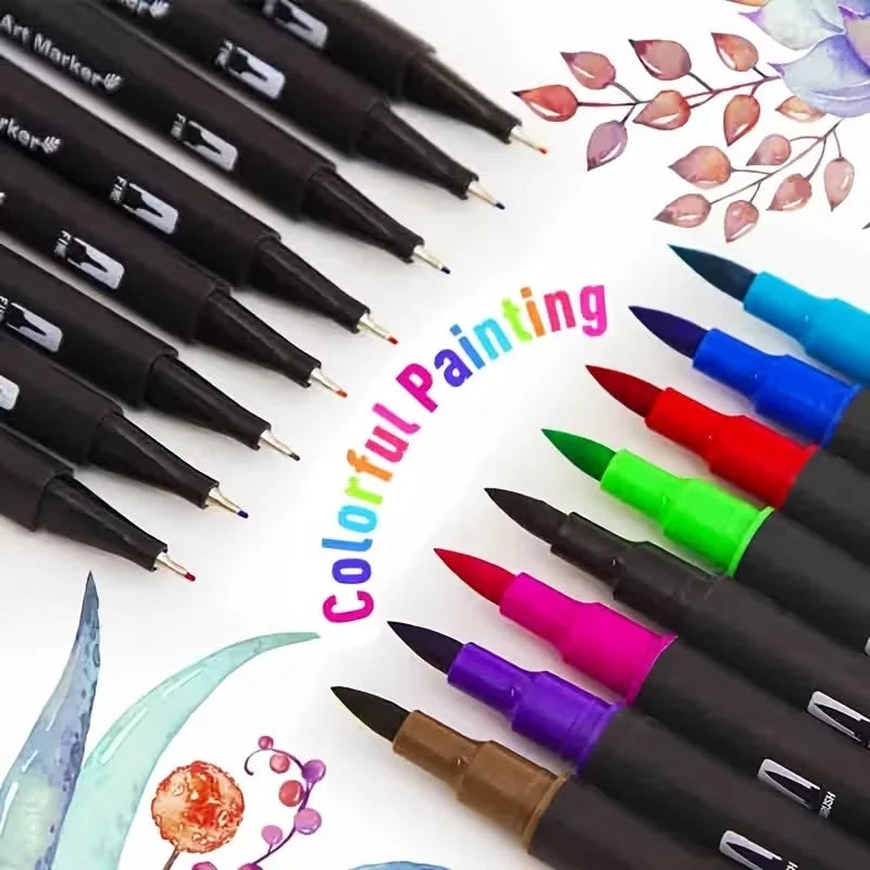 Vibrant Double-ended Watercolor Markers Art