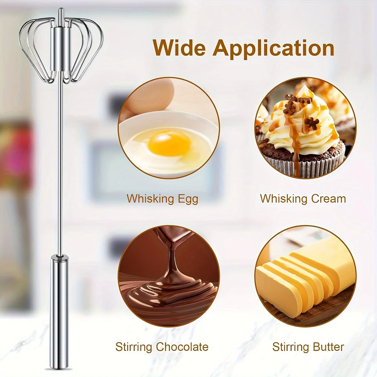 Stainless Steel Egg Beater Semi-automatic