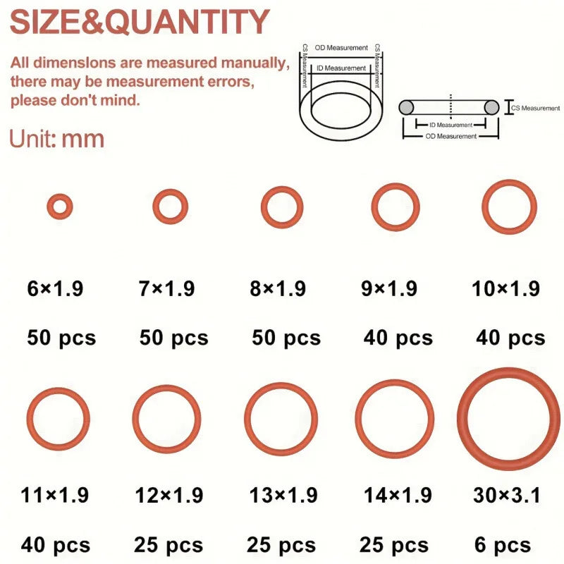 Silicone O-ring Sizes Oil Heat
