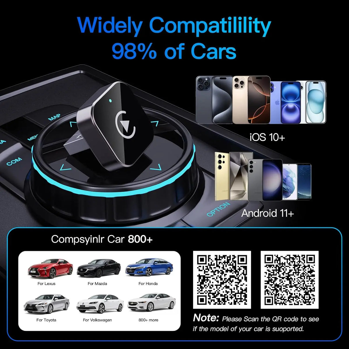 Wireless Carplay Adapter Size Plug